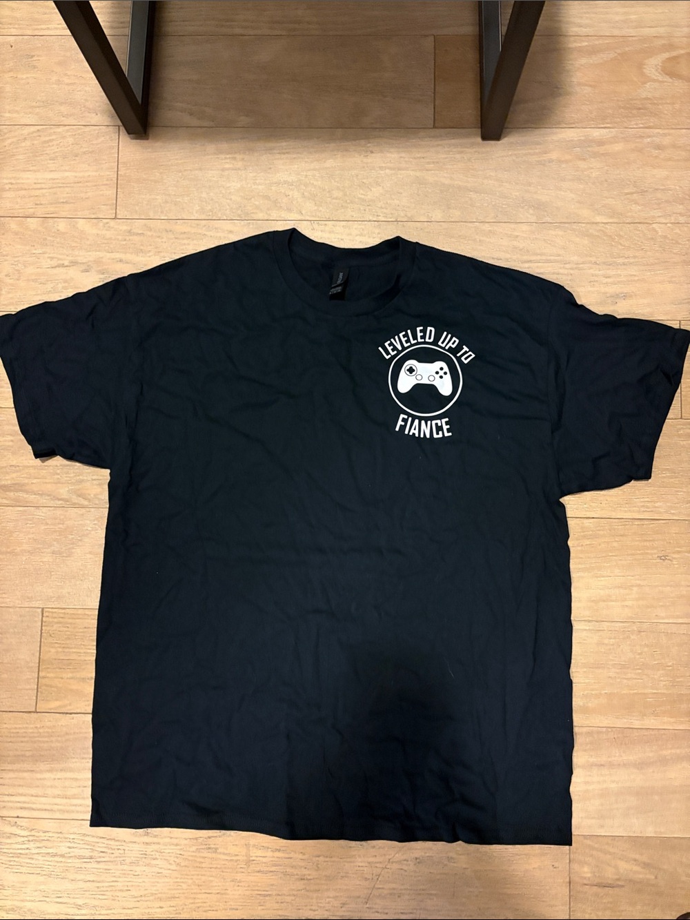Leveled Up to Fiance Black Graphic T-Shirt